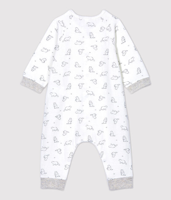 Combinaison longue imprimé marmottes bébé en coton biologique blanc MARSHMALLOW/gris GRIS