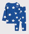 Pyjama à étoiles mixte en molleton bleu MAJOR/blanc ECUME