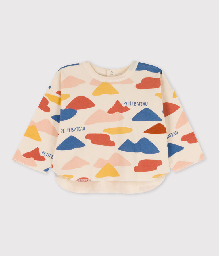 Tee-shirt manches longues b&eacute;b&eacute; imprim&eacute; en tubique &eacute;cru/multicouleur