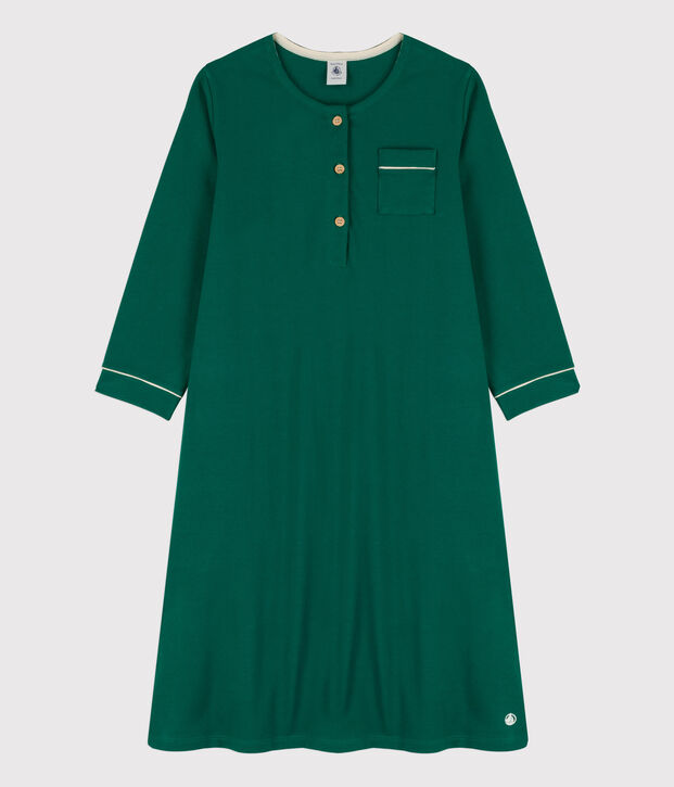 Chemise de nuit petite fille en coton vert