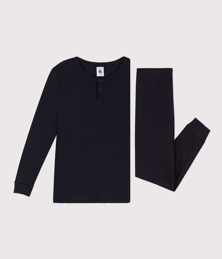 Pyjama uni en coton et lyocell enfant bleu SMOKING