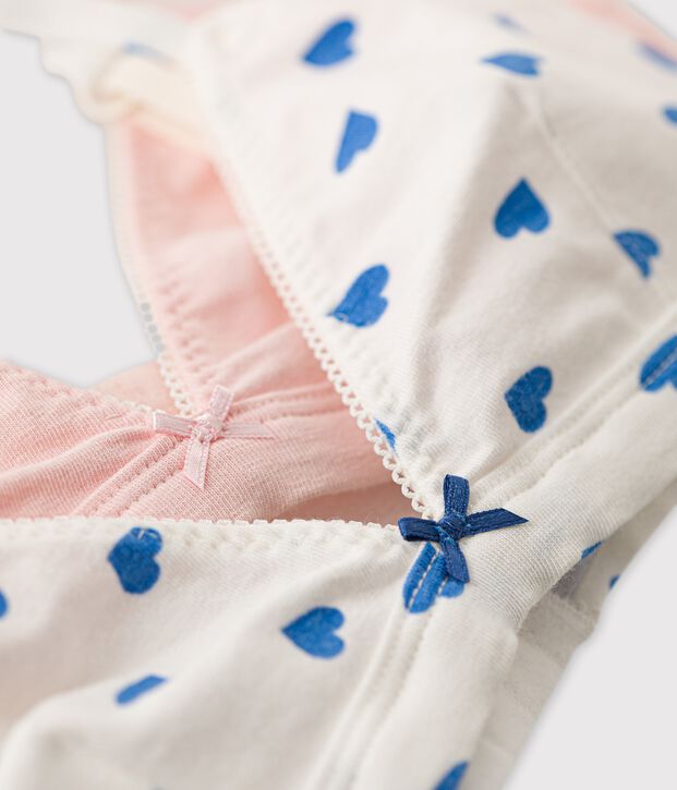 Lot de 2 soutiens-gorge c&oelig;urs fille en coton et &eacute;lasthanne multicouleur