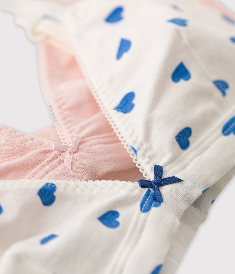 Lot de 2 soutiens-gorge c&oelig;urs fille en coton et &eacute;lasthanne multicouleur