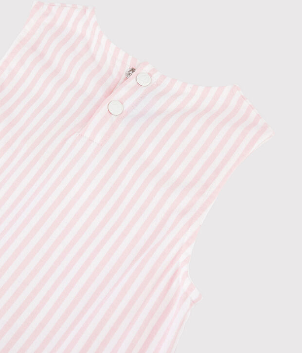 Robe sans manches en jersey enfant fille rose/blanc