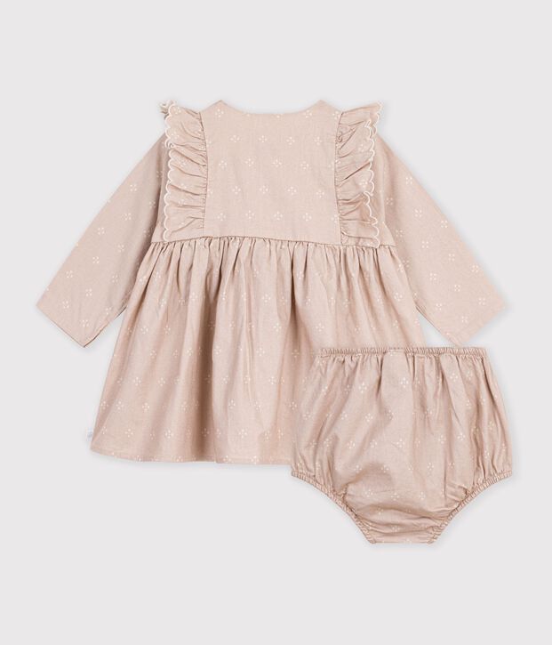Robe b&eacute;b&eacute; en coton imprim&eacute; graphique &eacute;cru/blanc