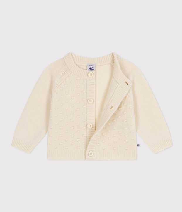 Cardigan en tricot de laine et nylon recycl&eacute; b&eacute;b&eacute; &eacute;cru