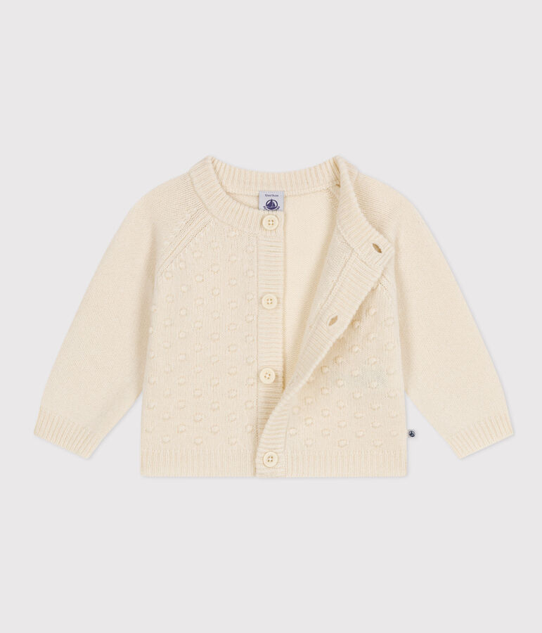 Cardigan en tricot de laine et nylon recycl&eacute; b&eacute;b&eacute; &eacute;cru AVALANCHE