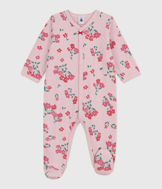 Pyjama bébé en tubique imprimé fleuri rose JOLI/blanc MULTICO