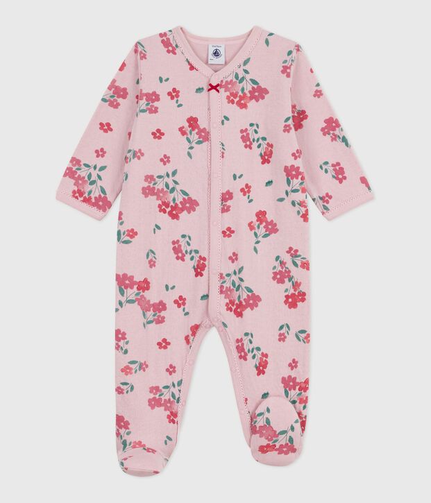 Pyjama b&eacute;b&eacute; en tubique imprim&eacute; fleuri rose/multicouleur