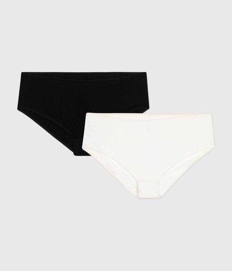 Lot de 2 shorties unis en coton et &eacute;lasthanne femme variante 1