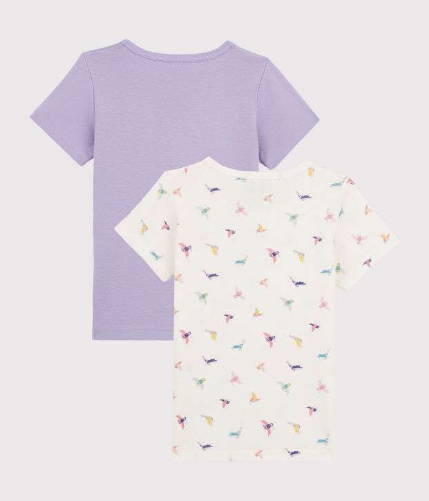 Lot de 2 tee-shirts manches courtes imprim&eacute; oiseau petite fille multicouleur