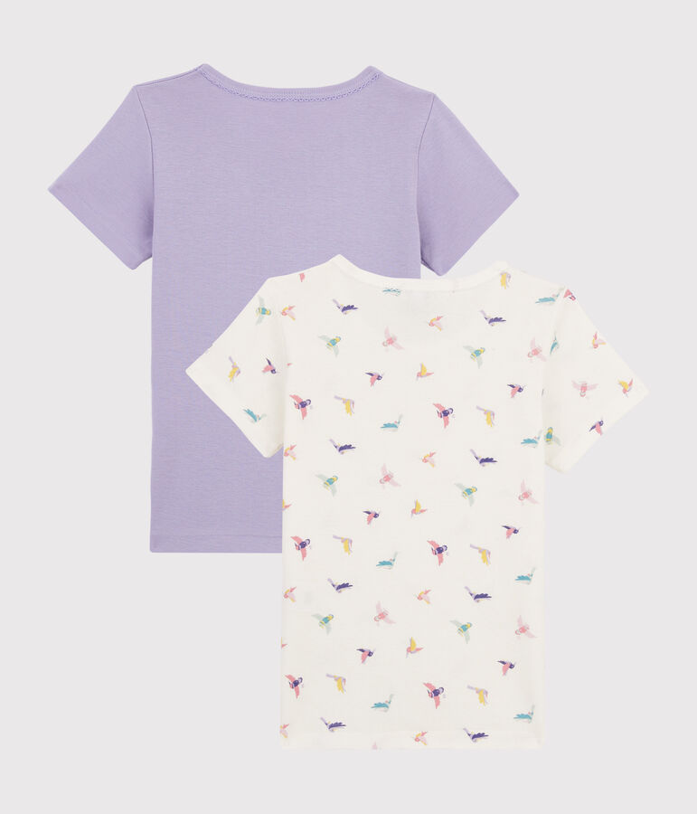 Lot de 2 tee-shirts manches courtes imprim&eacute; oiseau petite fille variante 1