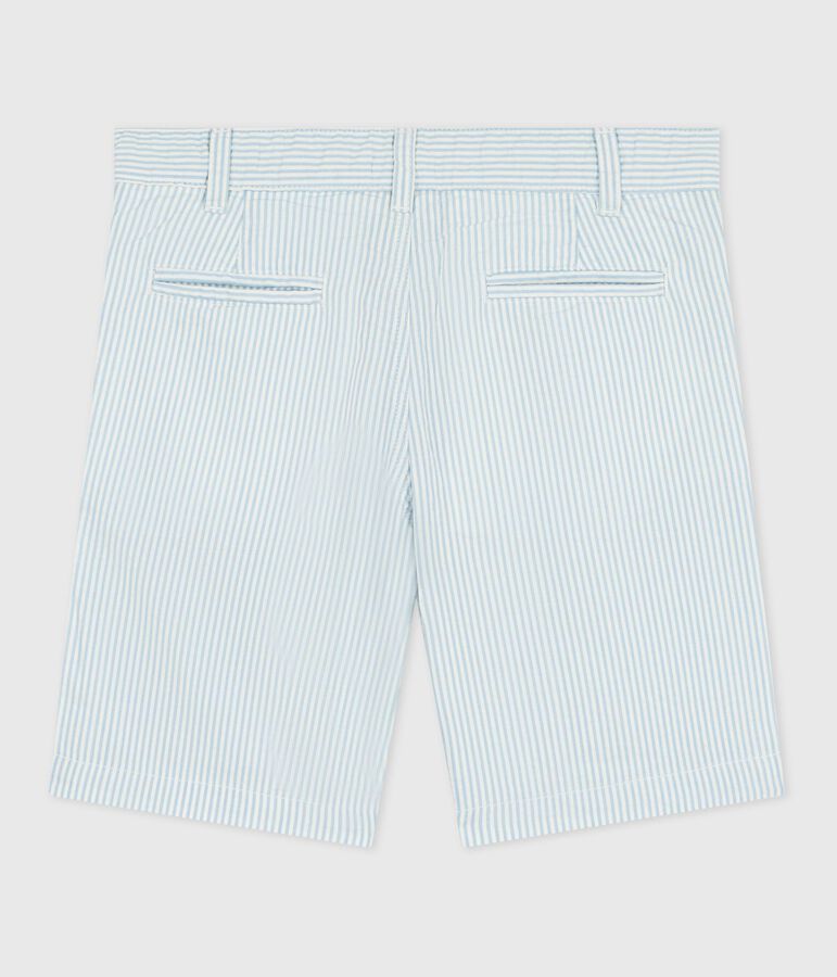 Bermuda short enfant en coton &agrave; rayures bleu MARSHMALLOW/ FLO