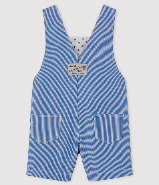 Salopette courte bébé rayée bleu SURF/blanc ECUME