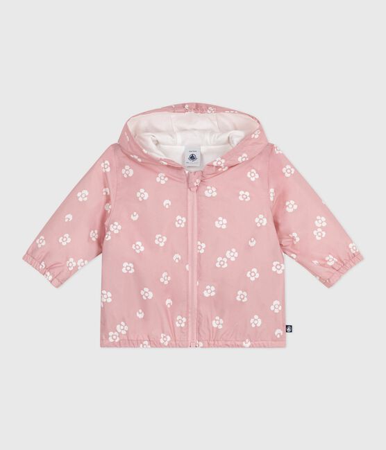Coupe-vent bébé imprimé fleuri, doublure milleraies rose CHARME/blanc MARSHMALLOW