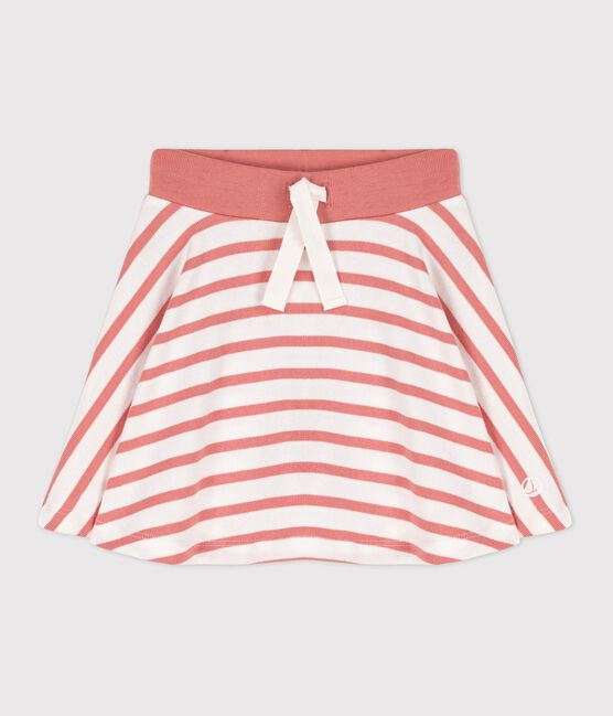 Jupe rayée en coton enfant fille blanc MARSHMALLOW/ PAPAYE