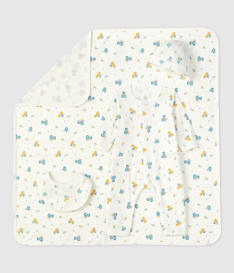 Coffret cadeau naissance fleurs b&eacute;b&eacute; en coton biologique variante 1