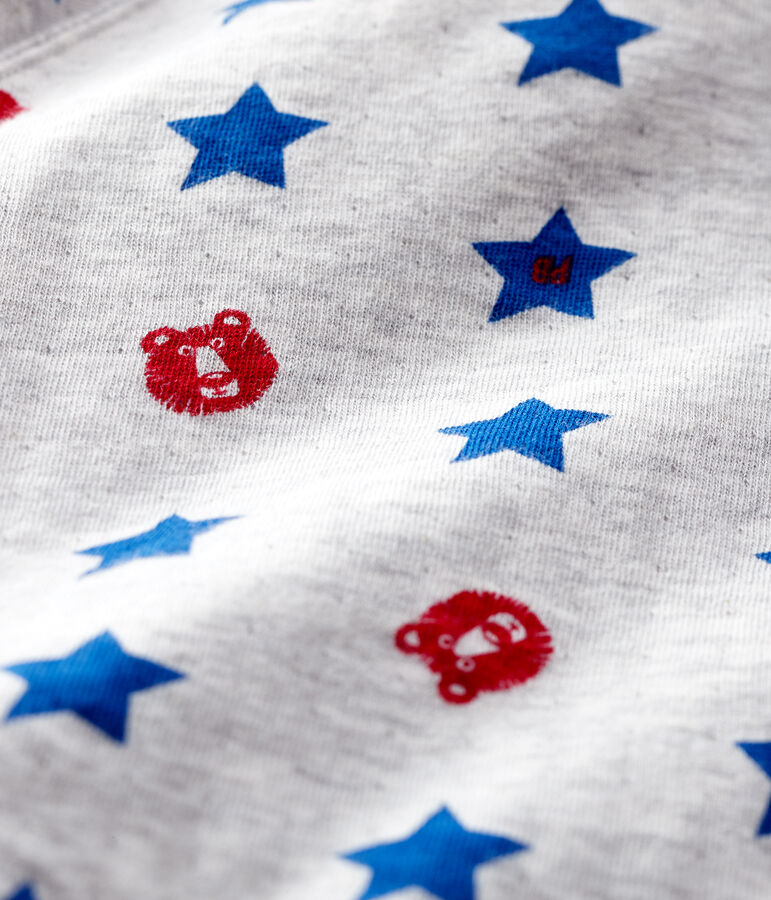 Sweatshirt b&eacute;b&eacute; gar&ccedil;on en tubique gris BELUGA/blanc MULTICO