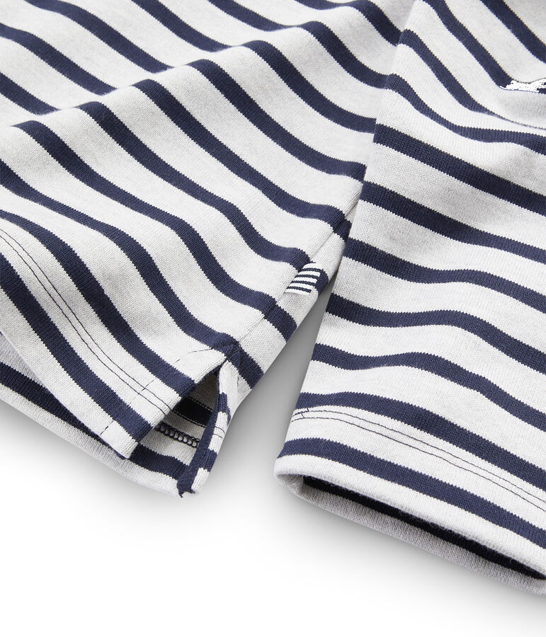 Marini&egrave;re iconique manches longues 100% coton jersey lourd. blanc/bleu