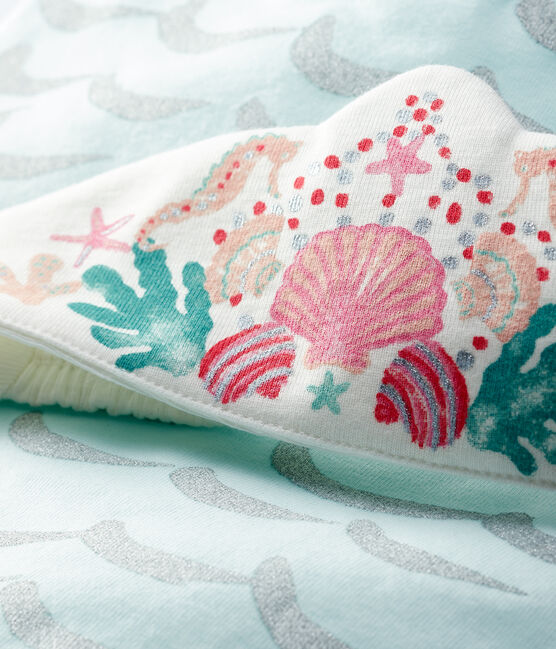 Set déguisement sirène petite fille en coton bleu HAITI/écru MULTICO