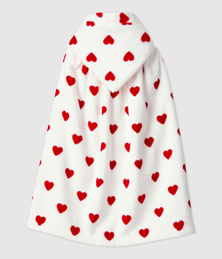 Cape de bain c&oelig;ur b&eacute;b&eacute; en &eacute;ponge blanc/rouge