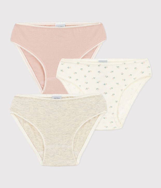 Lot de 3 culottes fleurs en coton et &eacute;lasthanne petite fille multicouleur