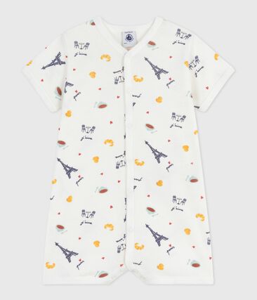 Combinaison courte à col bébé en coton imprimé Paris