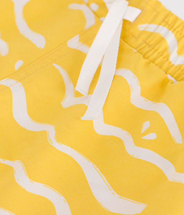 Short de bain enfant imprim&eacute; jaune/blanc
