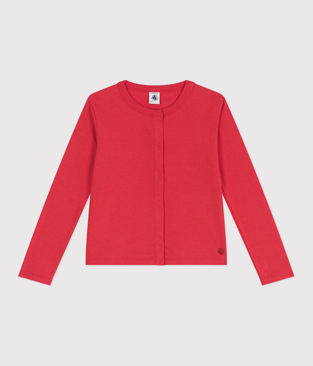 Cardigan enfant en coton uni rouge
