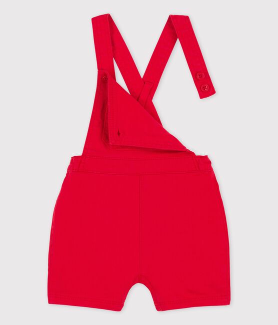 Salopette courte en denim coloré bébé rouge PEPS