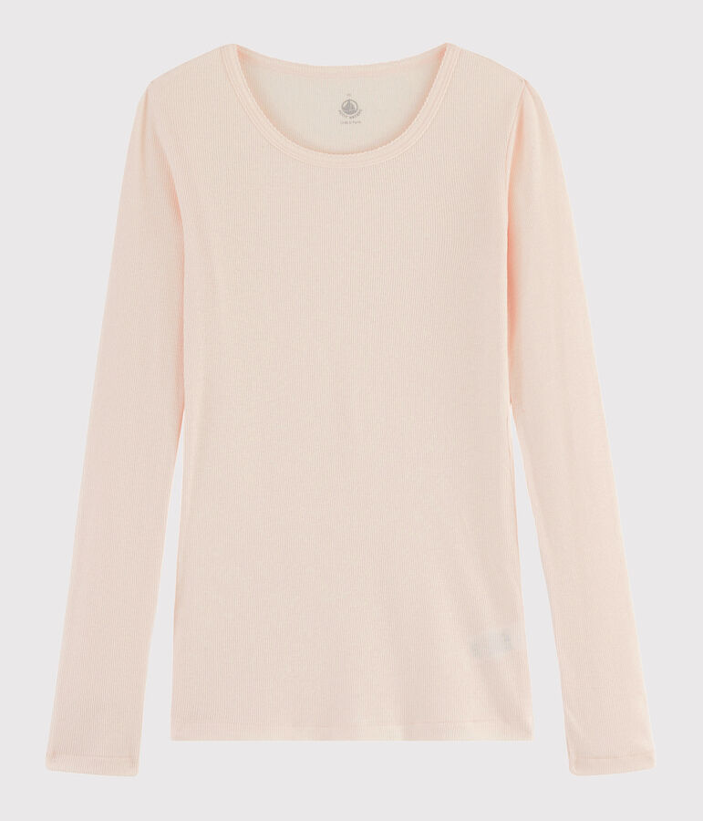 T-shirt laine et coton Femme rose FLEUR