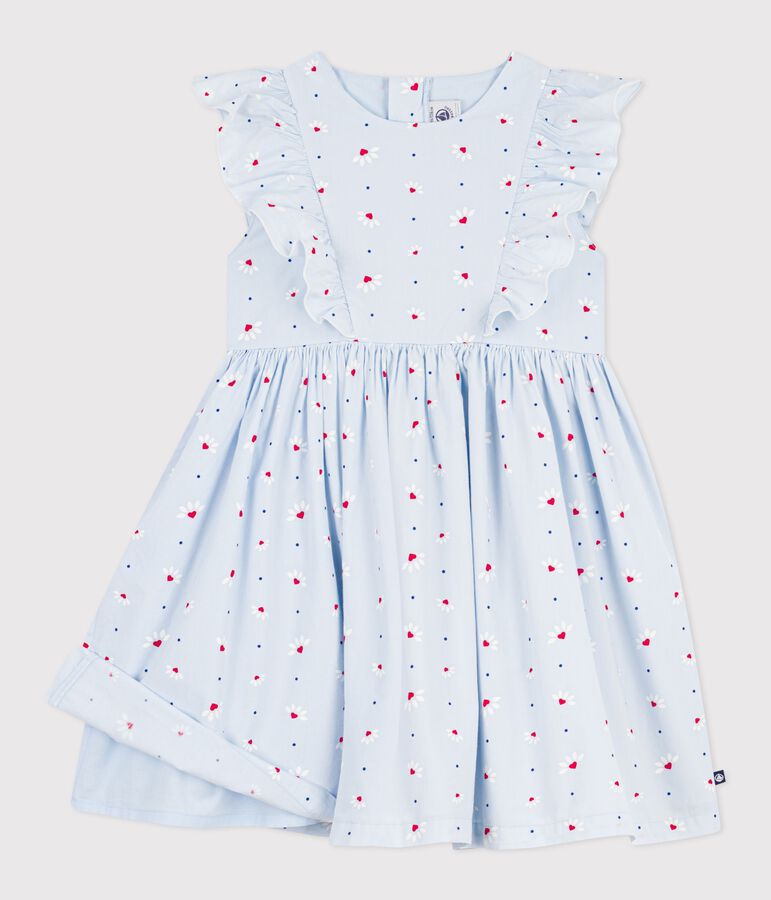 Robe enfant sans manche en coton bleu FRAICHEUR/blanc MULTICO