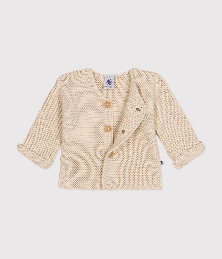 Cardigan en tricot point mousse b&eacute;b&eacute; &eacute;cru AVALANCHE