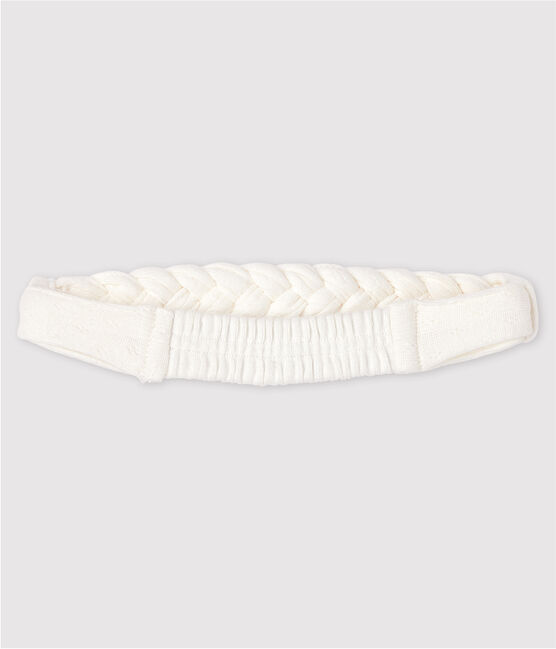 Bandeau cheveux tressé en côte bébé fille blanc MARSHMALLOW