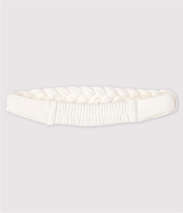 Bandeau cheveux tress&eacute; en c&ocirc;te b&eacute;b&eacute; fille blanc