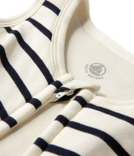 Gigoteuse bébé rayée beige COQUILLE/bleu ABYSSE