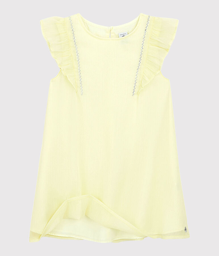 Robe c&eacute;r&eacute;monie en cr&ecirc;pe enfant fille jaune