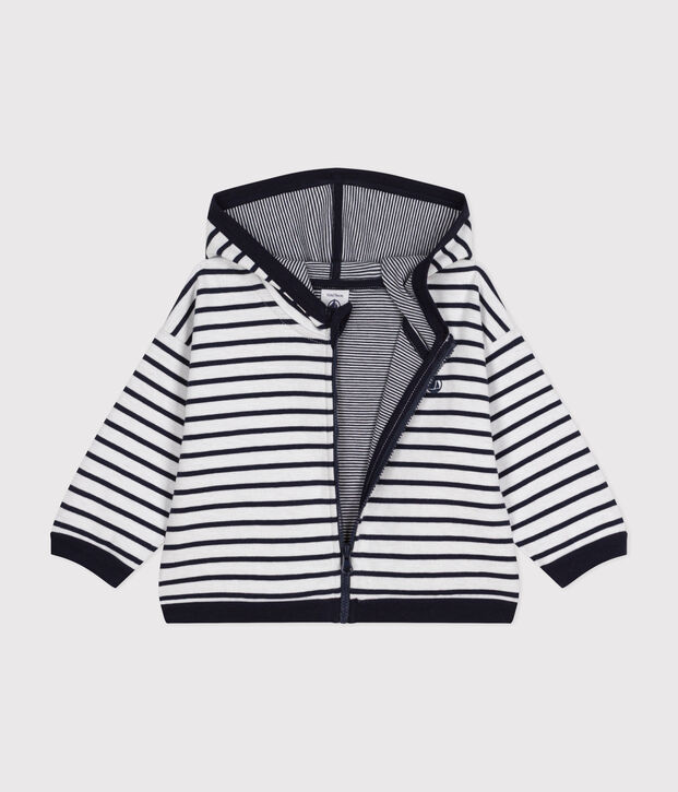 Sweatshirt &agrave; capuche b&eacute;b&eacute; blanc/bleu