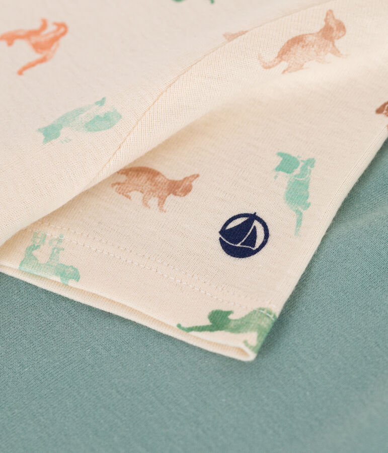 Pyjama short enfant en coton vert/multicouleur