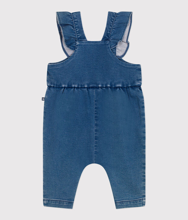 Salopette b&eacute;b&eacute; en jean &eacute;lasthanne jambes longues bleu
