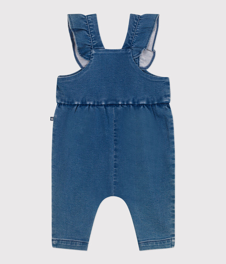 Salopette b&eacute;b&eacute; en jean &eacute;lasthanne jambes longues bleu BLEU DELAVE
