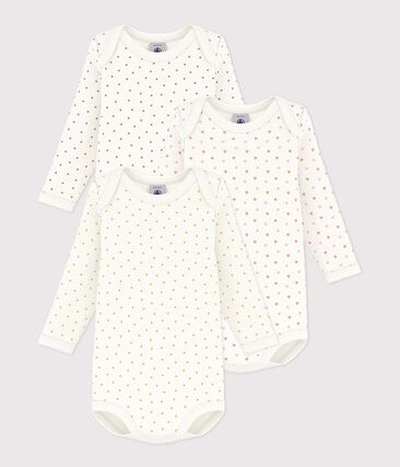 Lot de bodies manches longues en coton imprimé petit cœurs bébé