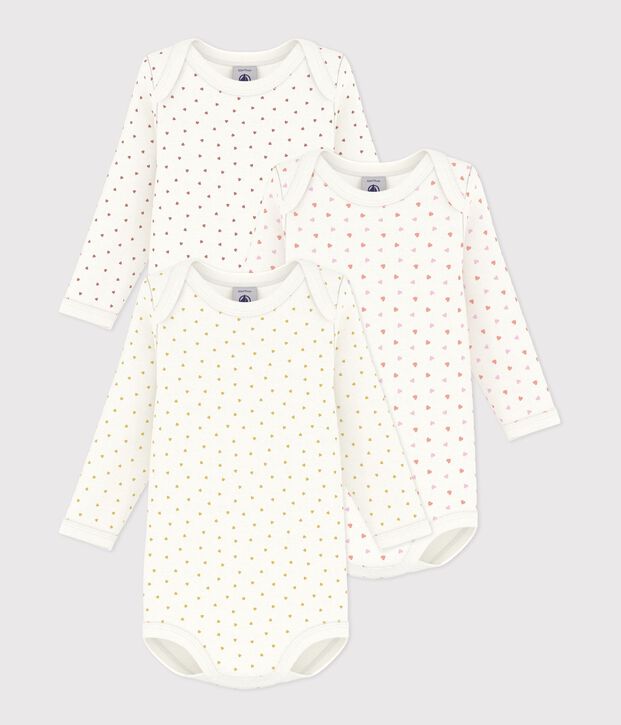 Lot de bodies manches longues en coton imprim&eacute; petit c&oelig;urs b&eacute;b&eacute; multicouleur
