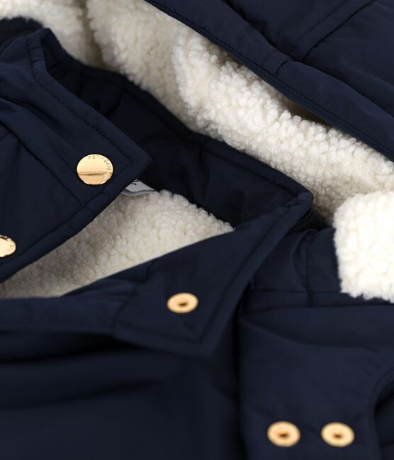 Parka enfant mi-longue unie bleu SMOKING
