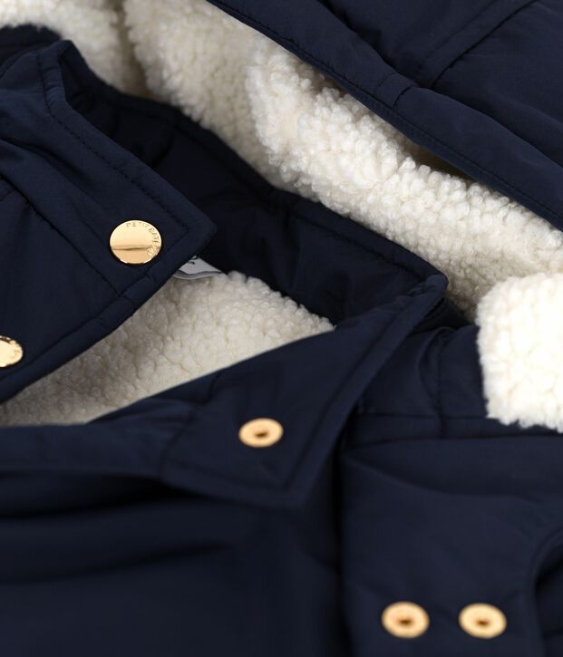 Parka enfant mi-longue unie bleu marine