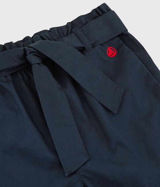 Short noué en serge de coton enfant fille bleu SMOKING