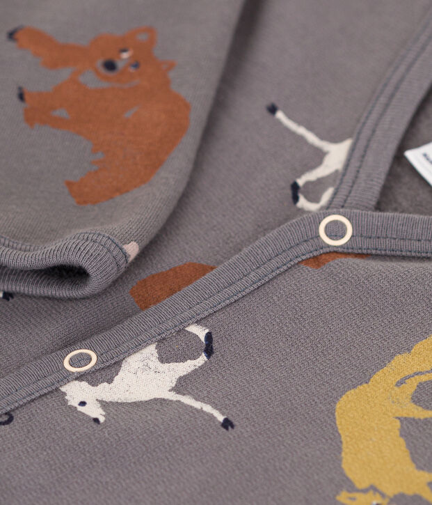 Pyjama b&eacute;b&eacute; animaux en molleton gris/multicouleur