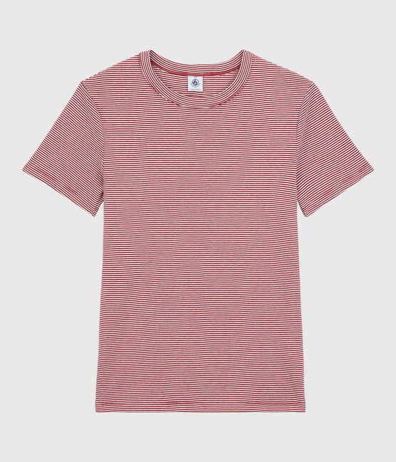T-shirt col rond iconique en coton rayé Femme rouge SANGRIA/ MARSHMALLOW
