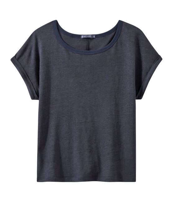 Tee-shirt fluide femme en lin bleu SMOKING