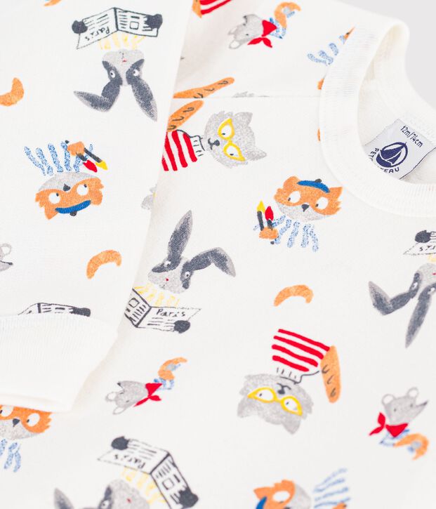 Pyjama b&eacute;b&eacute; en molleton imprim&eacute; animaux blanc/multicouleur